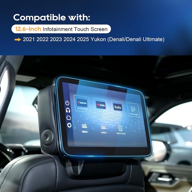 LFOTPP For 2025 GMC Yukon Screen Protector - (2pcs) 2021~2025 Yukon(Denali/Denali Ultimate) 12.6 inch Touchscreen [ClarityHD+] 2021~2025 Yukon Accessories Anti Fingerprint 9H Hardness Tempered Glass* - Image 3